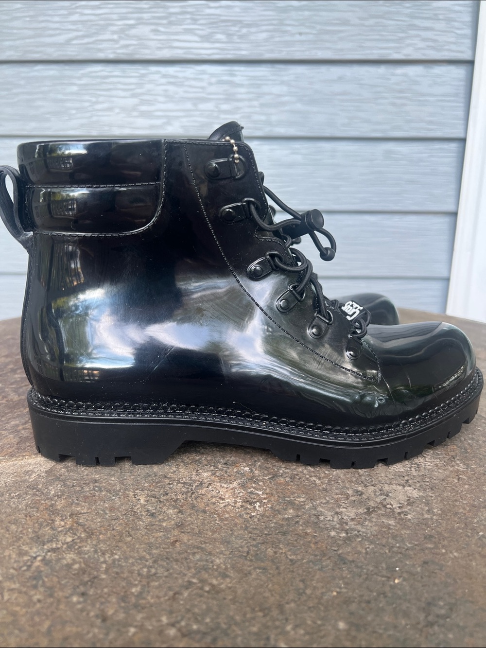 Circus by Sam Edelman Knox Waterproof Rain Boots - Black Glossy, Women's Size 10